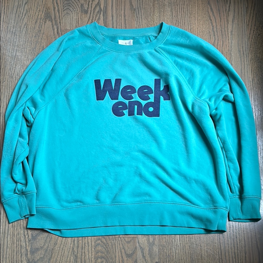 LOFT LOU & GREY WOMENS TEAL CREWNECK SWEATSHIRT